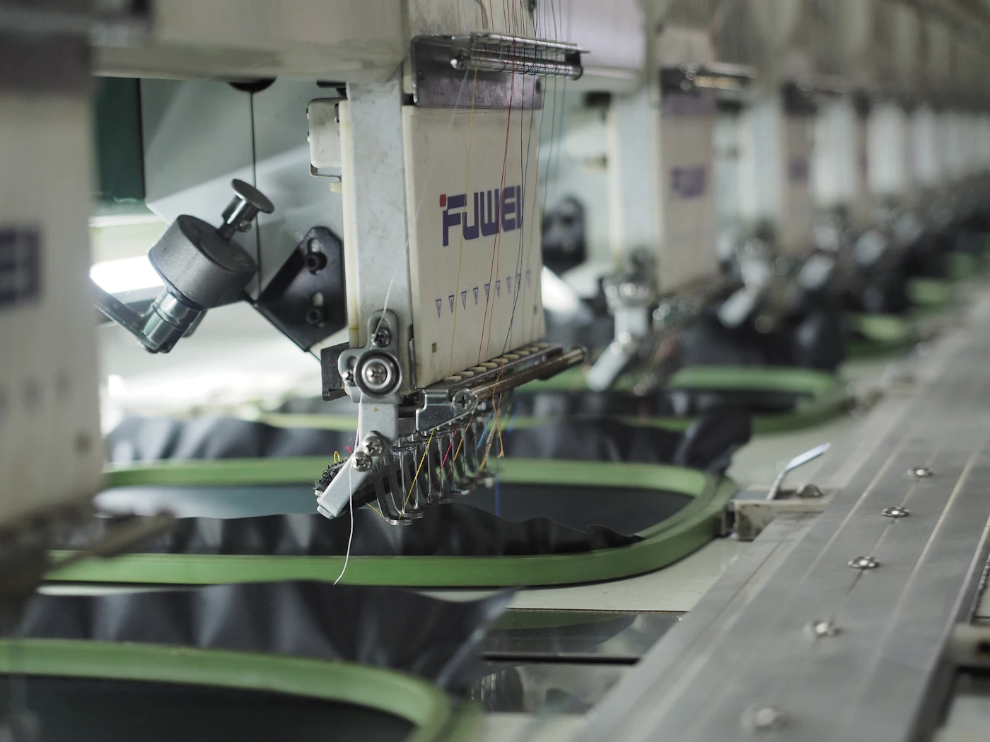 Automated production line inside an industrial plant