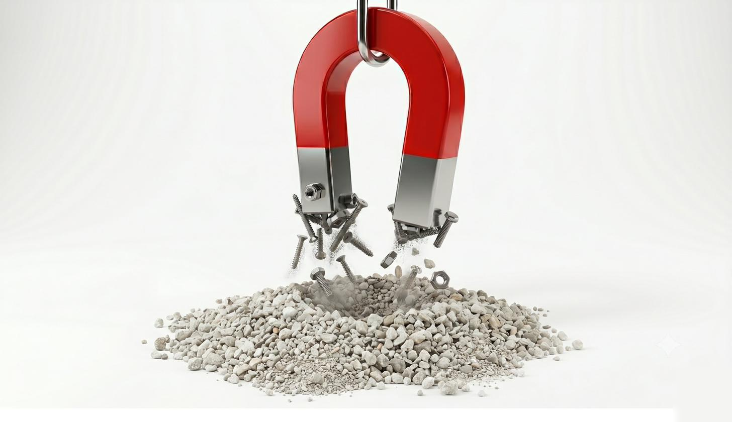Magnetic separator removing metal contaminants