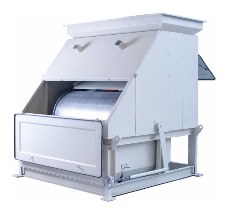Enclosed high intensity magnetic drum separator